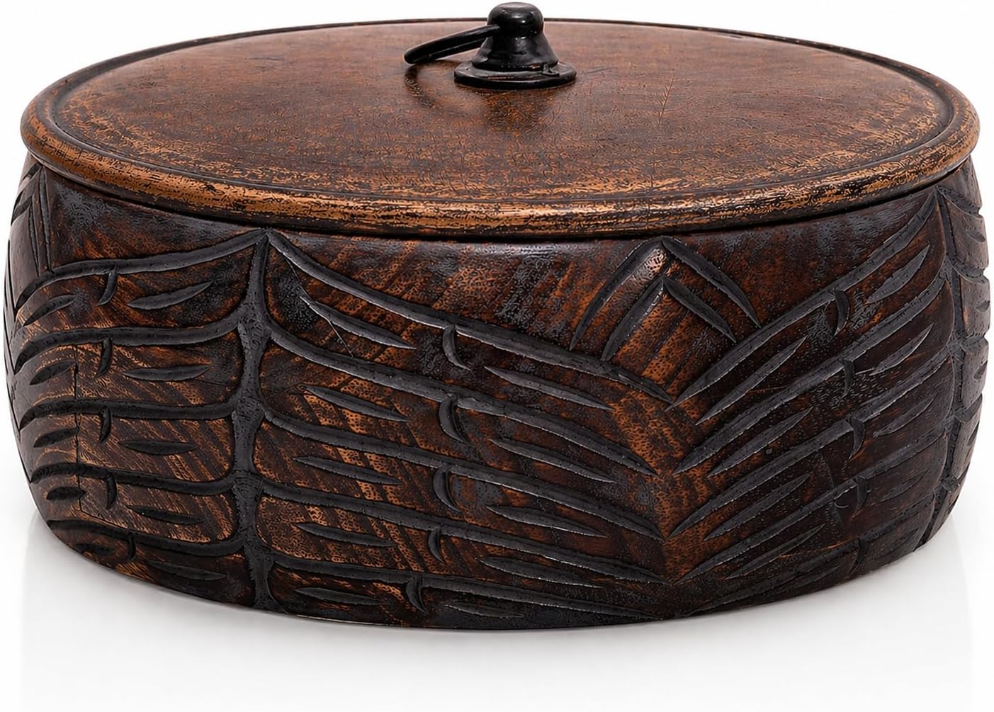 Handcrafted Wooden Mexican Tortilla Warmer Basket Indian Chapati Roti Bread Holder Box Pancake Keeper Serveware Hot Pot Casserole Dish With Lid Home Kitchen Dining Decor, Natural Brown, 9 x 3.5 Inches