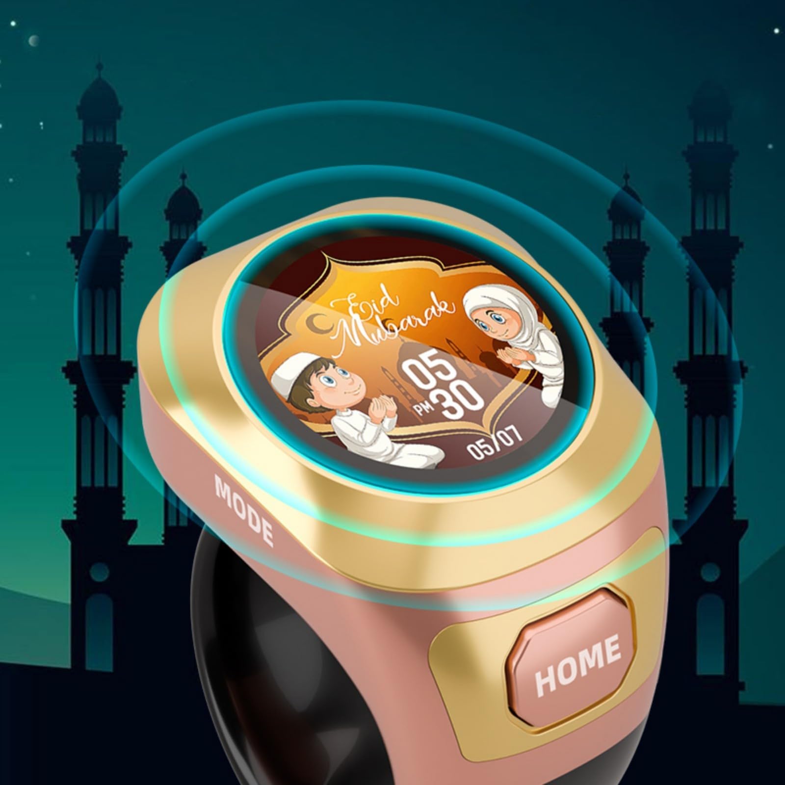Anillos digitales LED multicolor con 3 tamaños ajustables Tasbih con conexión de aplicación en tiempo real, contador de cuentas de mano