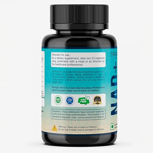Miniatura 5 de Suplemento NAD+ de 810 mg con nicotinamida adenina dinucleótido, resveratrol, quercetina, coenzima Q10, fisetina y pimienta negra - Envejecimiento