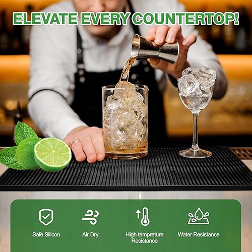 Miniatura 6 de Bartending Supplies - Bandeja de decoración de tapete de barra de 18 x 12 pulgadas con tapa, barra de 3 niveles, borde de vidrio, 2 botellas de