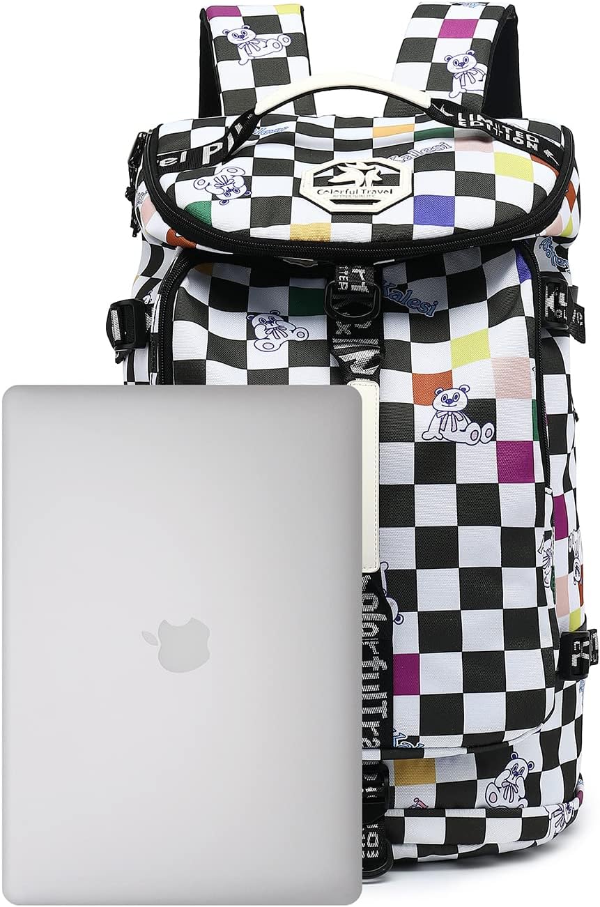 Kalesi Gym Duffle Bag Backpack 4-Way Waterproof with Shoes Compartment for travel Sport Hiking laptop (Checkerboard) - Image 5