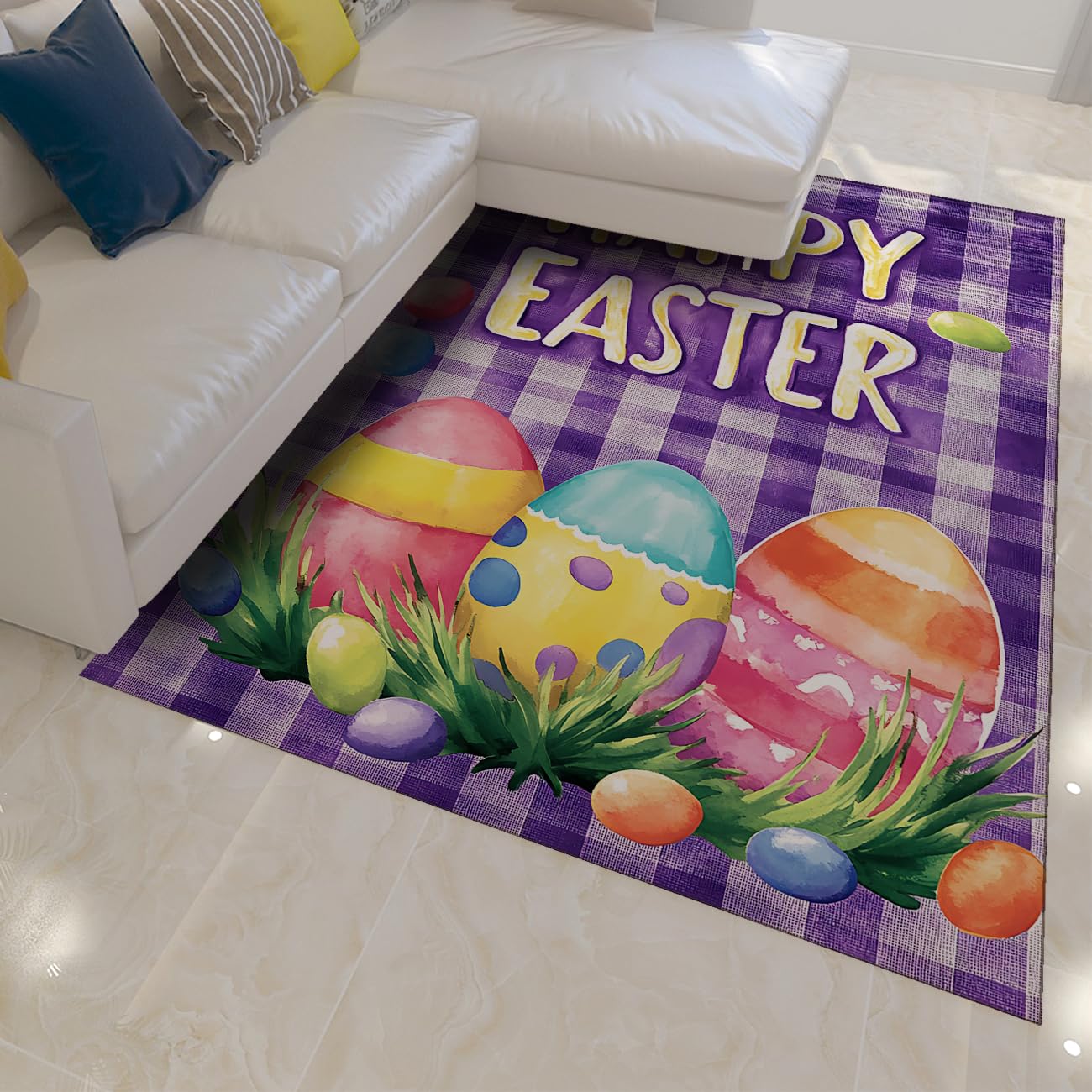 Tapis violet 160x230cm pour salon ou chambre d'enfant esthétique