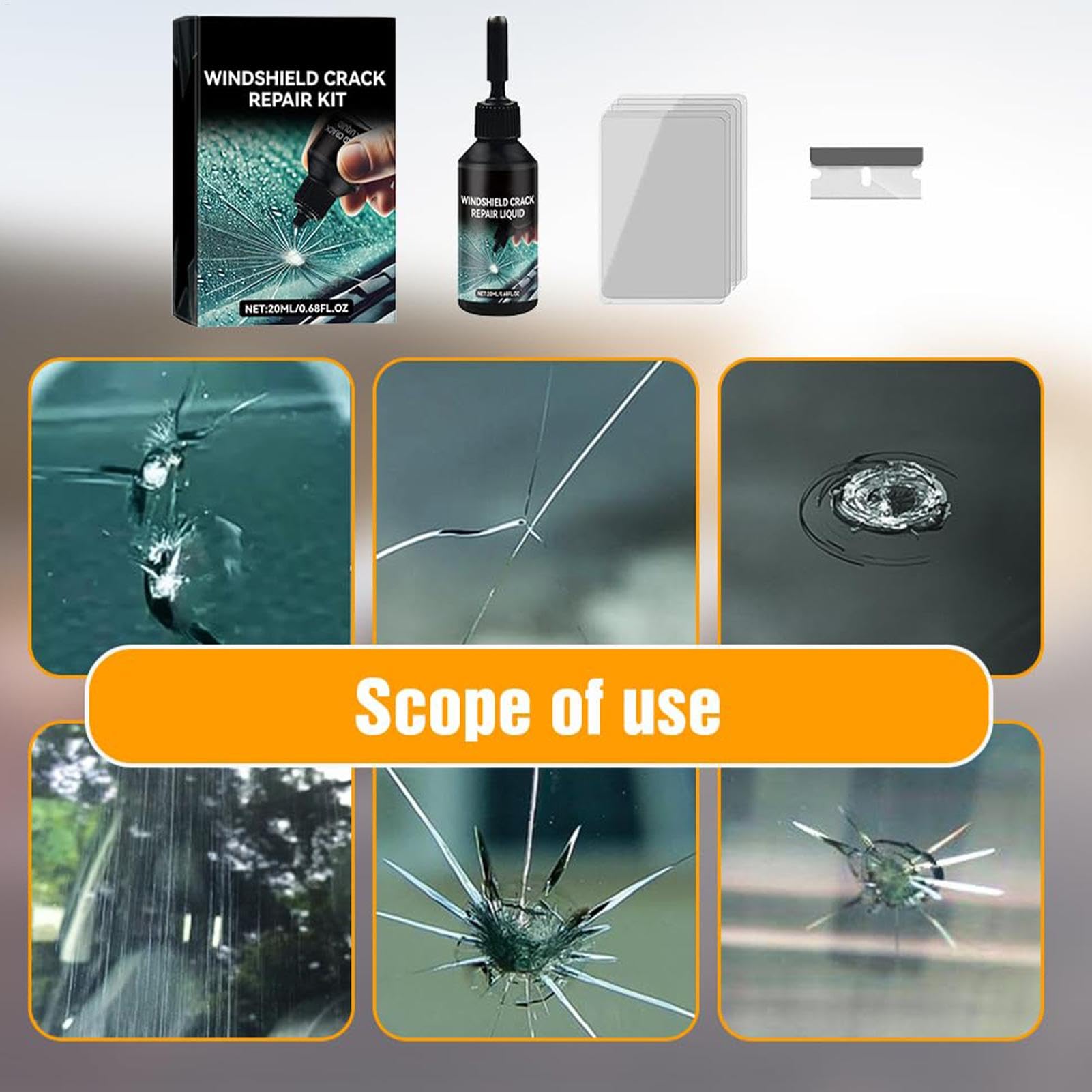 20 ml zestaw do naprawy szyby samochodowej | zestaw do naprawy szyby z klejem | klej do naprawy szyby | szybkie naprawy - narzędzie do naprawy szyby samochodowej
