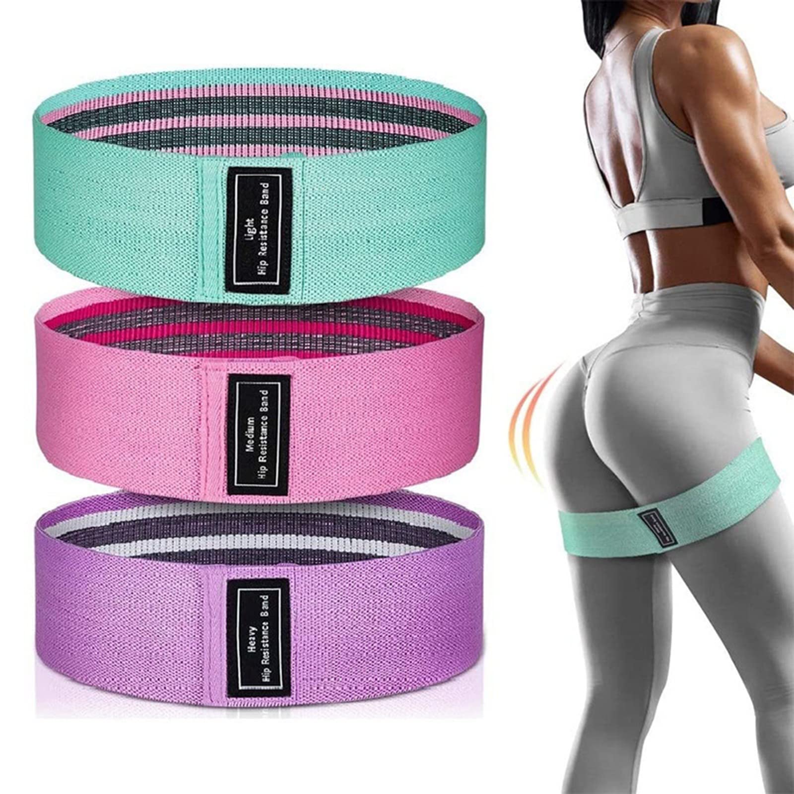 Shrink 3 Pcs Fabric Resistance Bands Set–Loop Booty Bands for Women and Men; 3 Size Exercise Bands for Legs, Butt, Glutes and Abdominals; Durable and Resistant Workout Bands Home or Gym Exercise Gear