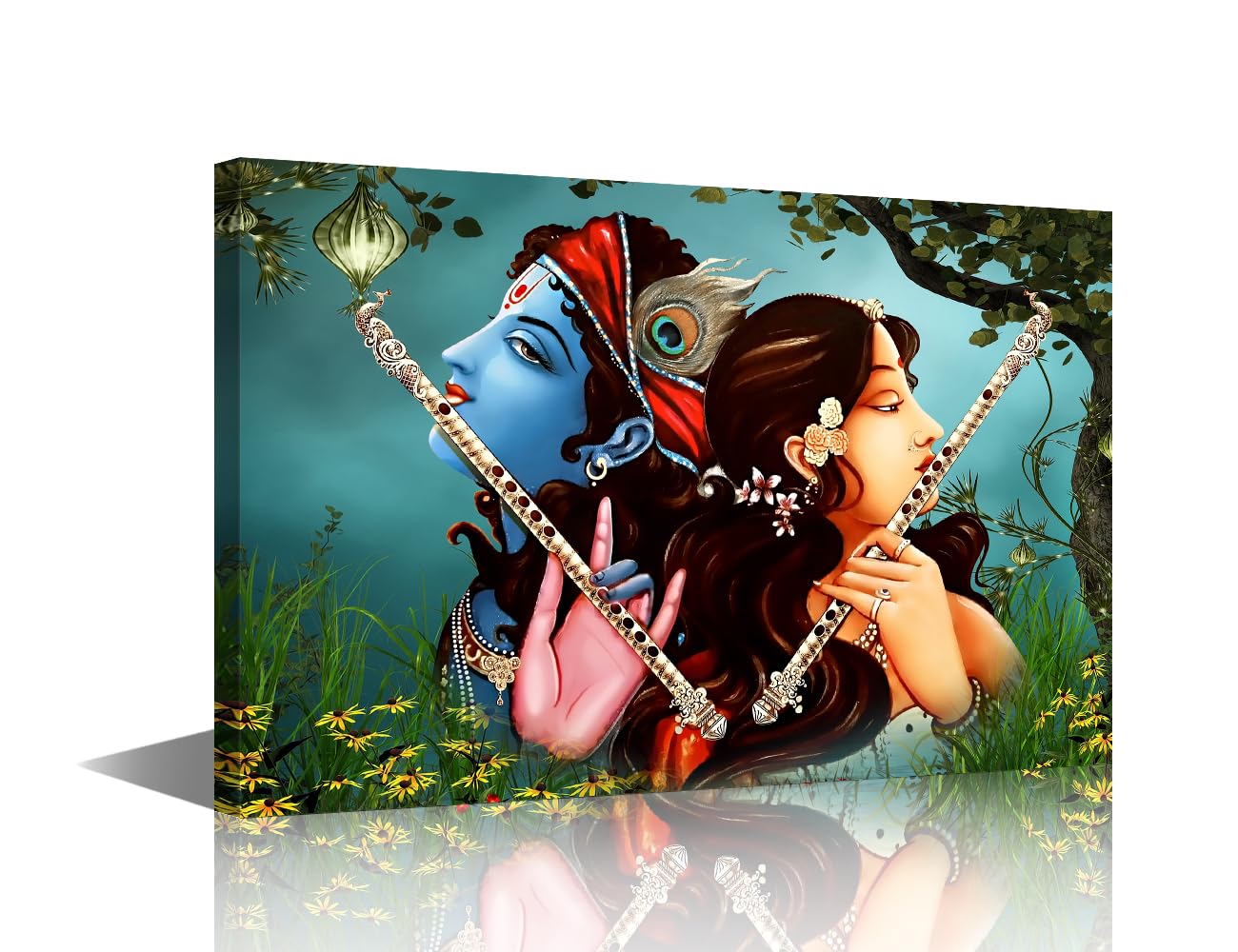TISHIRON Ganesha 1 Piece Canvas Wall Artwork Hindu God Pictures Art Hindu God Ganesha Posters and Prints Modern Home Decor Rustic Wall Decor for Living Room Framed Ready to Hang 18x12in — image 1