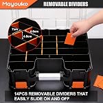 Mayouko Double Side Tool Box with Transparent Lid, 8 Movable Small Trays & Removable Dividers, Multi-Function Small Parts Organizer, for Hardware, Screws, Bricks, Nails, Jewelry and Fishing Tackle