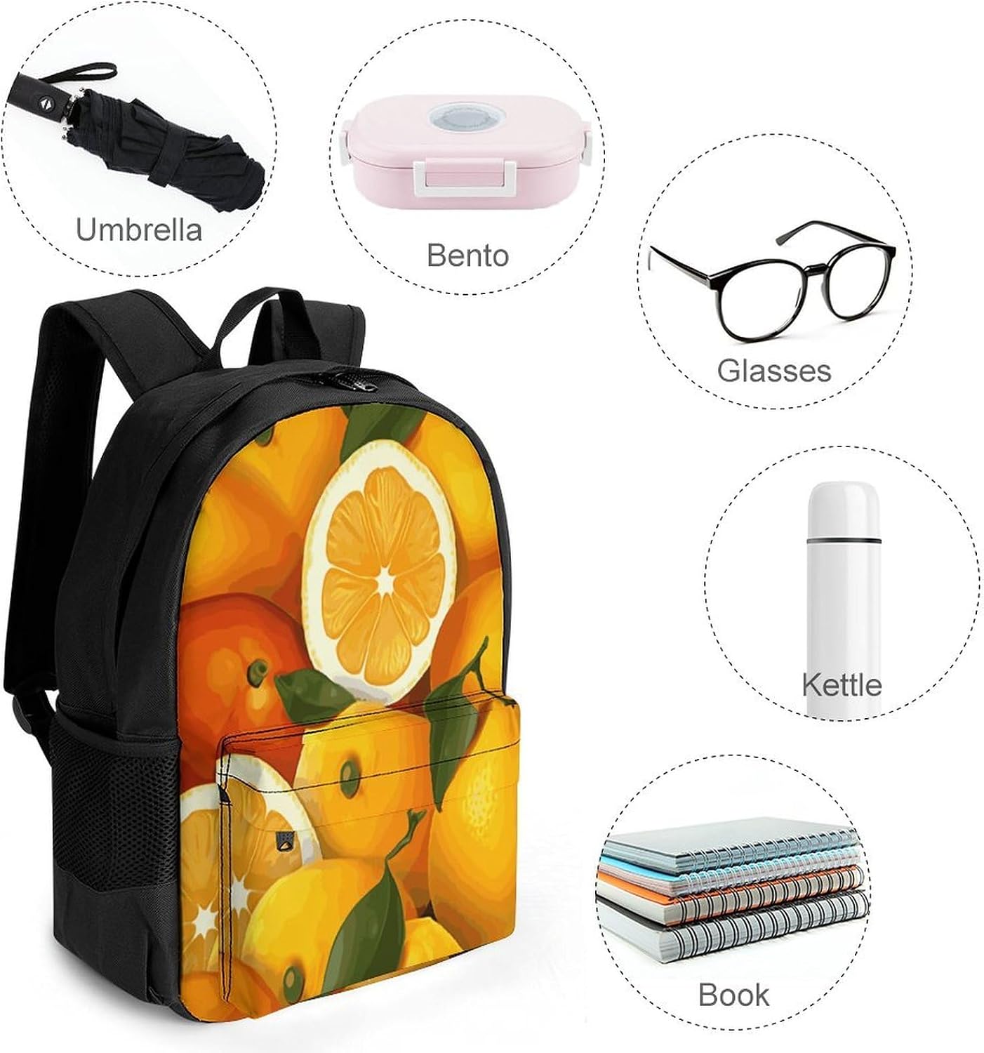 Oranges And Lemons Backpack Daypack Travel Backpack | Lightweight Casual Laptop Backpack for Women Men Aesthetic Travel Bag for Weekender Business Hiking Outdoor