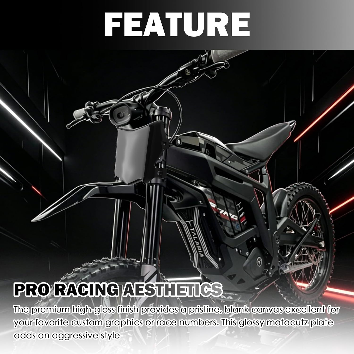 Number Plate for Ebike,Curved Front Plate for Ebike to Hide & Protect the Wires Compatible with Surron E-Ride Pro,Pre-Drilling Mudguard Ebikes Number Plates with Zip Ties for DIY