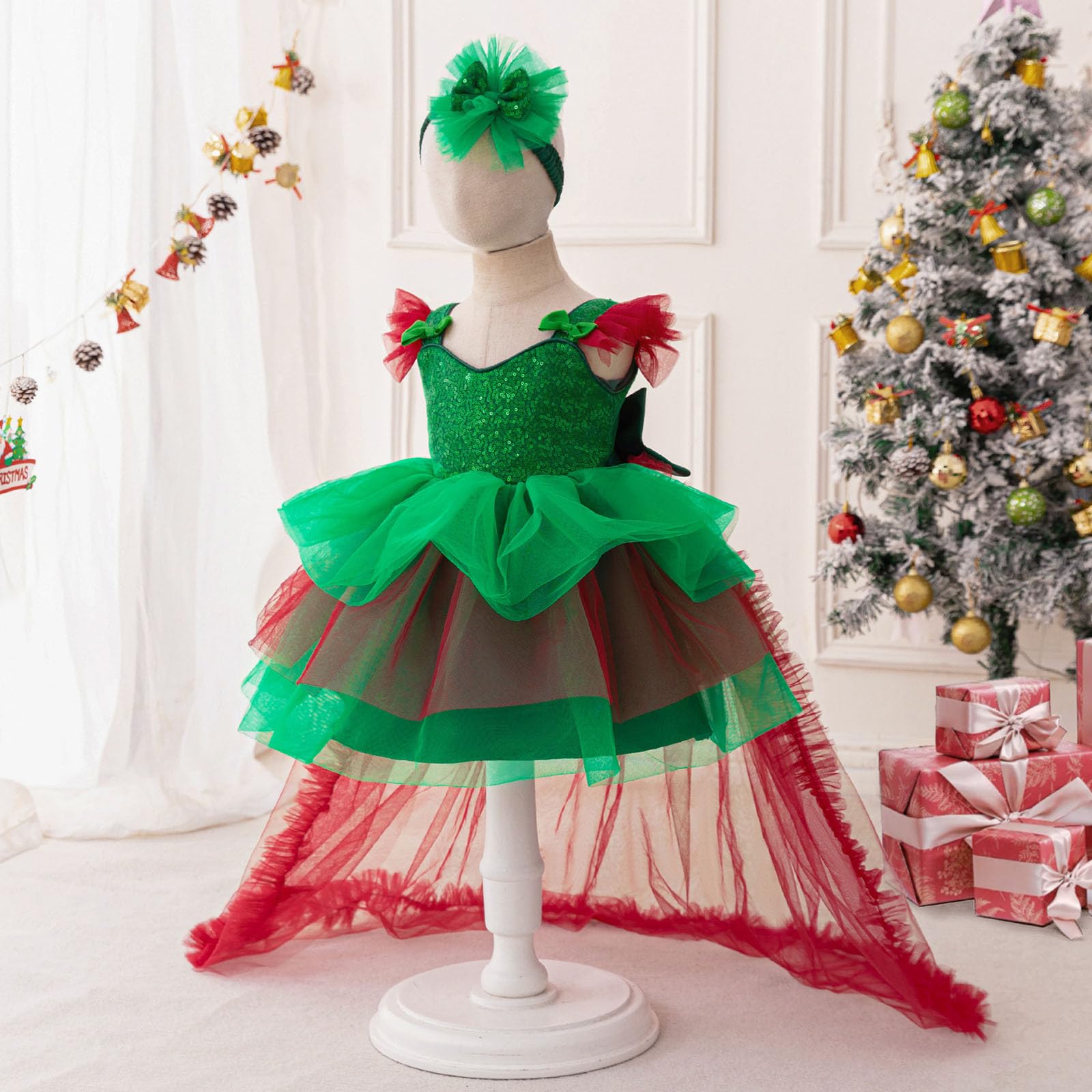 Vestiti di Natale Bambina, Vestito da Bambina per Natale,Festa,Ballo,Costume,Principessa,Spettacolo,Vestito da Bambina