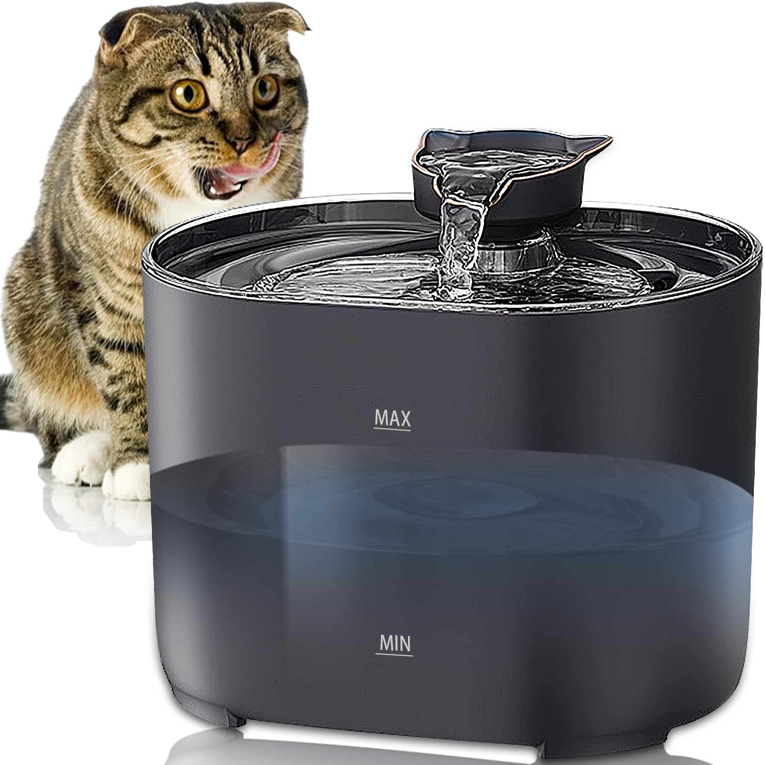 MXCOCO Fontaine d'eau pour chat, 2,2 l avec lumière LED
