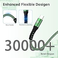 Vista 4 de Paquete de 3 cables USB C de 6 pies, 3A60 W USB A a USB C de carga rápida, cargador trenzado de nailon duradero tipo C compatible con Galaxy S22