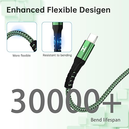 Miniatura 4 de Paquete de 3 cables USB C de 6 pies, 3A60 W USB A a USB C de carga rápida, cargador trenzado de nailon duradero tipo C compatible con Galaxy S22