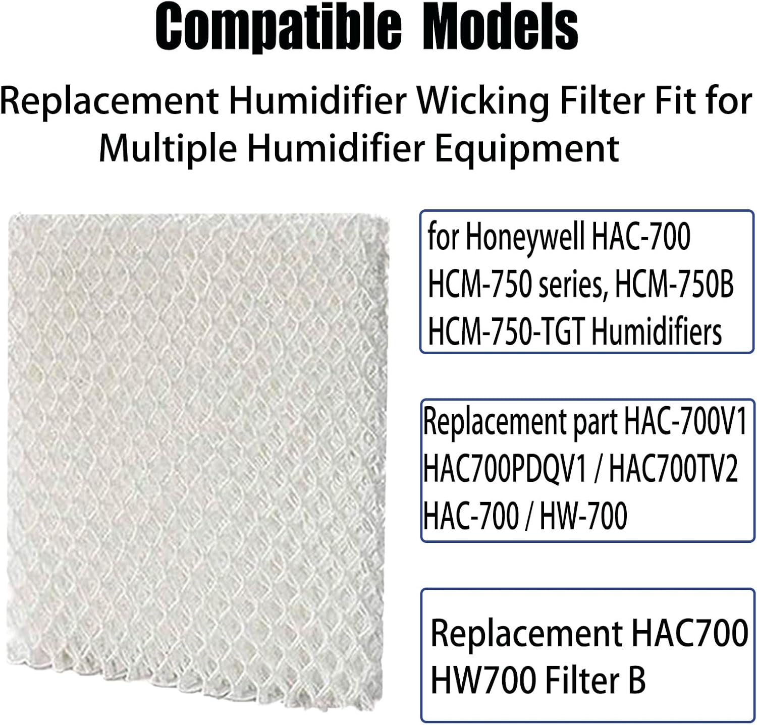 HAC700 HW700 Humidifier Wick Filter Replcement for Honeywell HAC-700V1 HAC700PDQV1 HAC700TV2 HCM-750 HCM-750B Humidifiers Filter B (6 Pack)