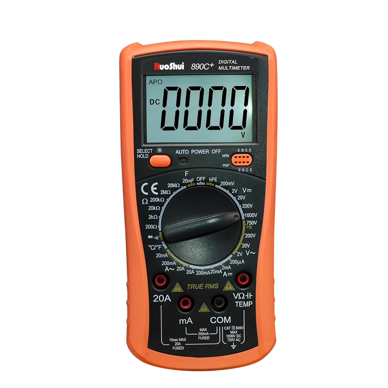 890C+ Digital Multi-meter Manual Range New Type Multi-meter Digital True RMS NCV Flashlight(RUOSHUI 890C+)