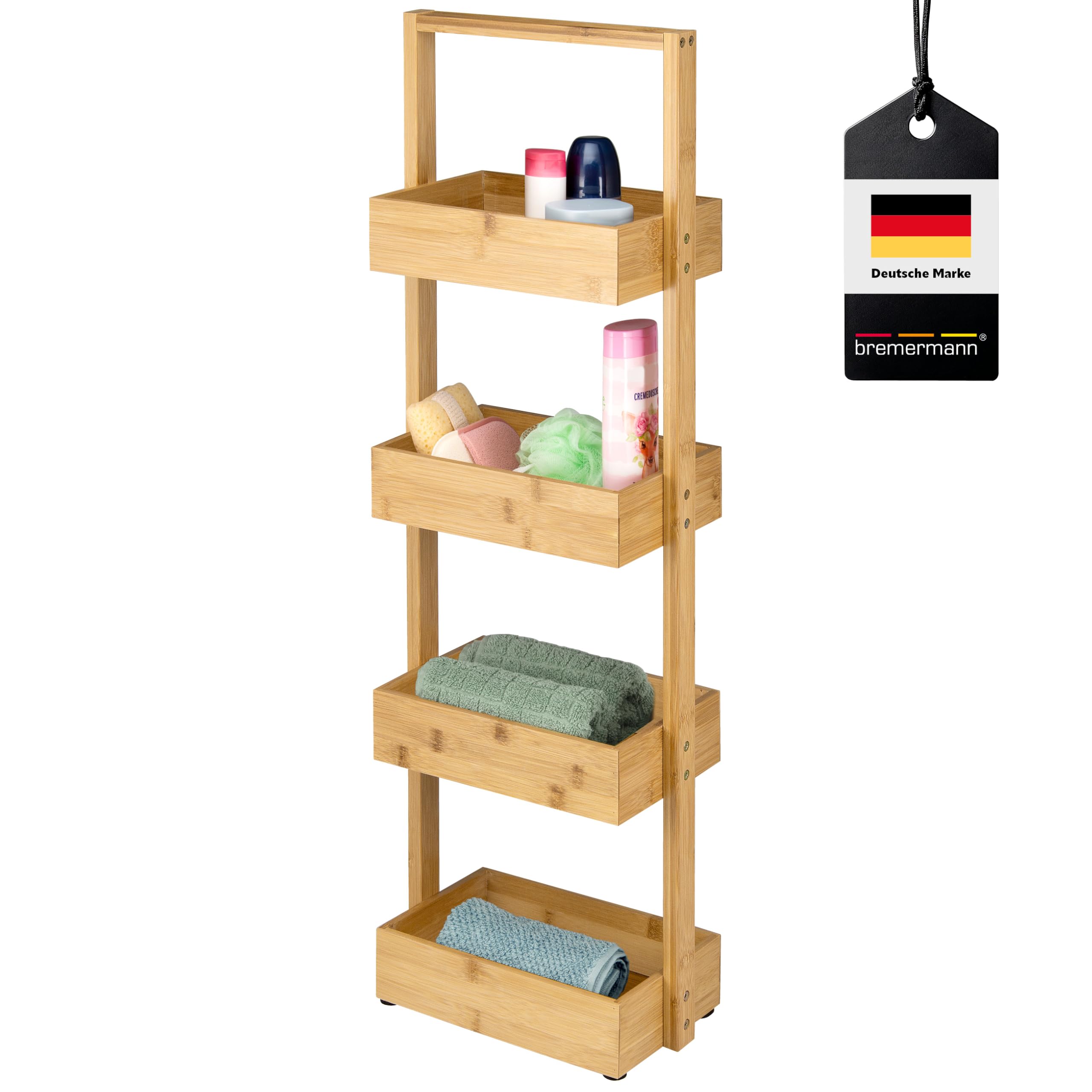 bremermann Bambus Standregal // 4 Ablagen // ca. 28 x 88 x 16 cm (B/H/T)  Badregal : Amazon.de: Kche, Haushalt & Wohnen