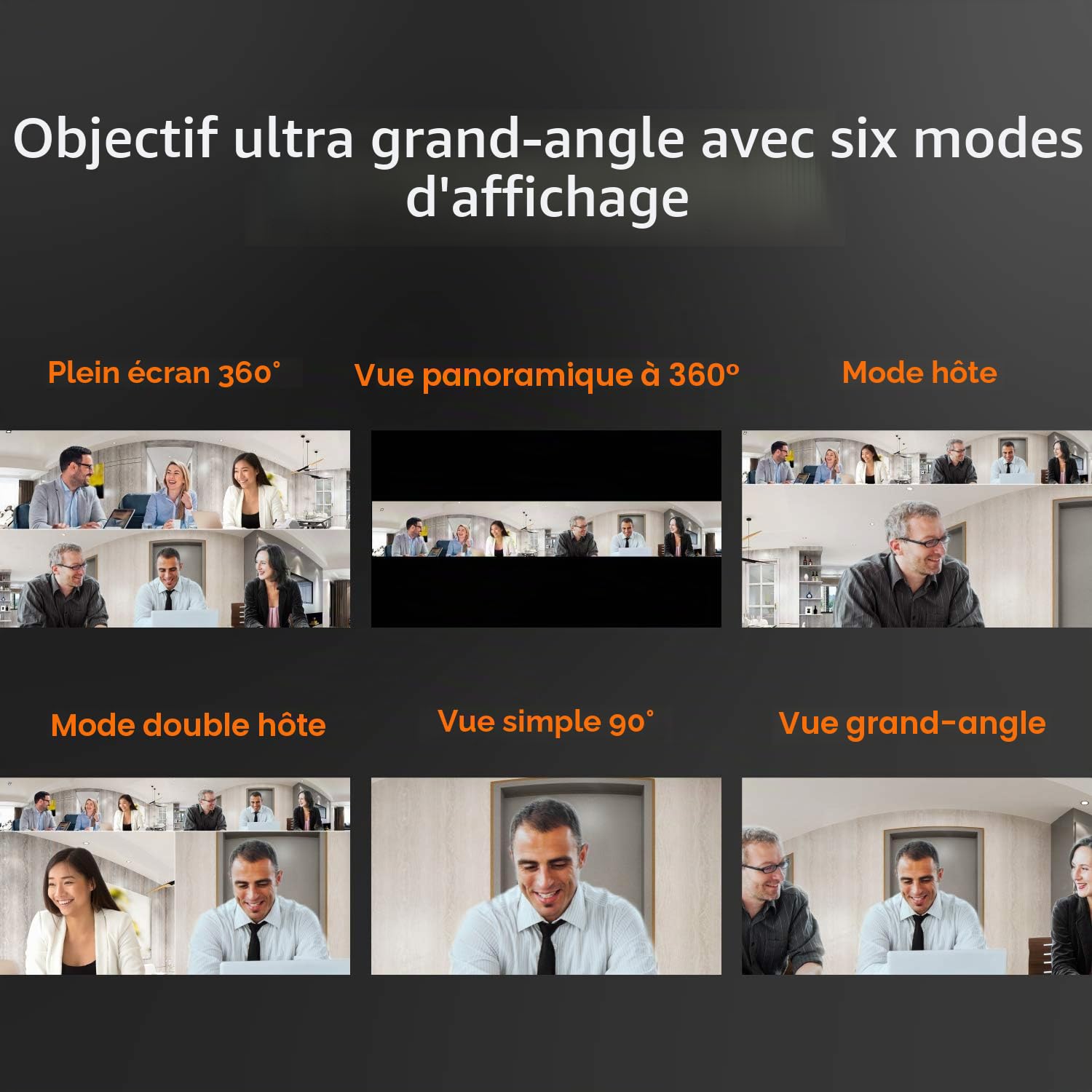 j5create JVCU360 Webcam HD 360° 1080p Caméra de conférence avec Microphone Haute fidélité Six Modes d'affichage Compatible macOS Windows ChromeOS