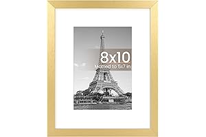 upsimples 8x10 Gold Picture Frame for Wall or Tabletop Display