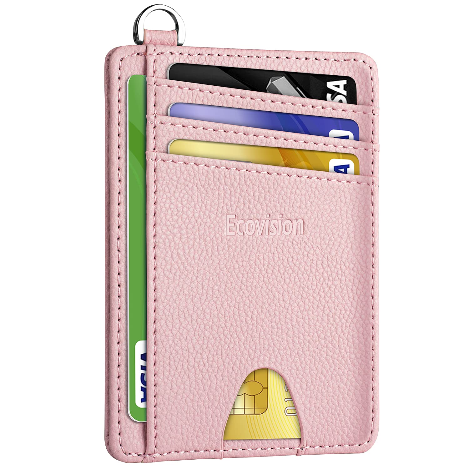 Slim Minimalist Front Pocket Wallet, RFID Blocking Credit Card Holder Wallet with Detachable D-Shackle for Men Women
