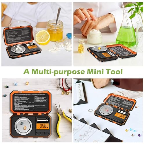 Miniatura 7 de KeeKit - Báscula digital de bolsillo, 1.76 oz y 0.00 oz, báscula de miligramo profesional, báscula portátil para joyería con peso de calibración de