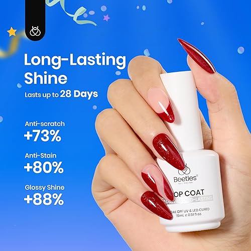Miniatura 7 de beetles Gel Polish Capa superior de gel que no se limpia  0.5 fl oz (0.5 fl oz), esmalte de uñas de gel de alto brillo de larga duración, esmalte de