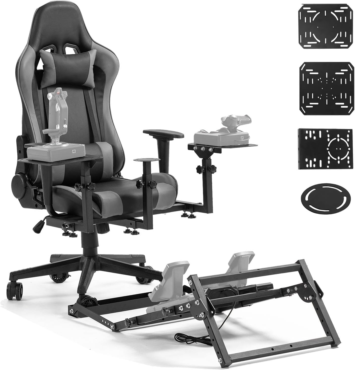 Anman X56 Flight Simulator Cockpit with Pedal Support, Joystick and Hotas Chair Mount Fit for Thrustmaster A10C Hotas Warthog/Logitech X52, Multifunctional Game Chair (Electronics Not Included)