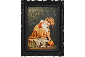 Ornate 5x7 Black Picture Frame with Mat for Memento Photos