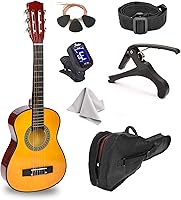 Vista 1 de Guitarra de madera de 30 pulgadas con estuche y accesorios para niños, niñas, principiantes (Madera)