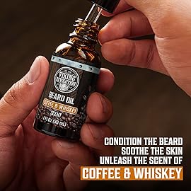 Viking Revolution Coffee and Whiskey Beard Balm for Men (2oz) and Beard Oil (1 fl oz) Kit - With Argan and Jojoba Oils - Soften and Moisturize - Stocking Stuffers for Men