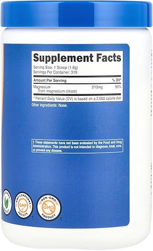 Miniatura 2 de Nutricost Polvo de citrato de magnesio (sin sabor, 500 gramos)