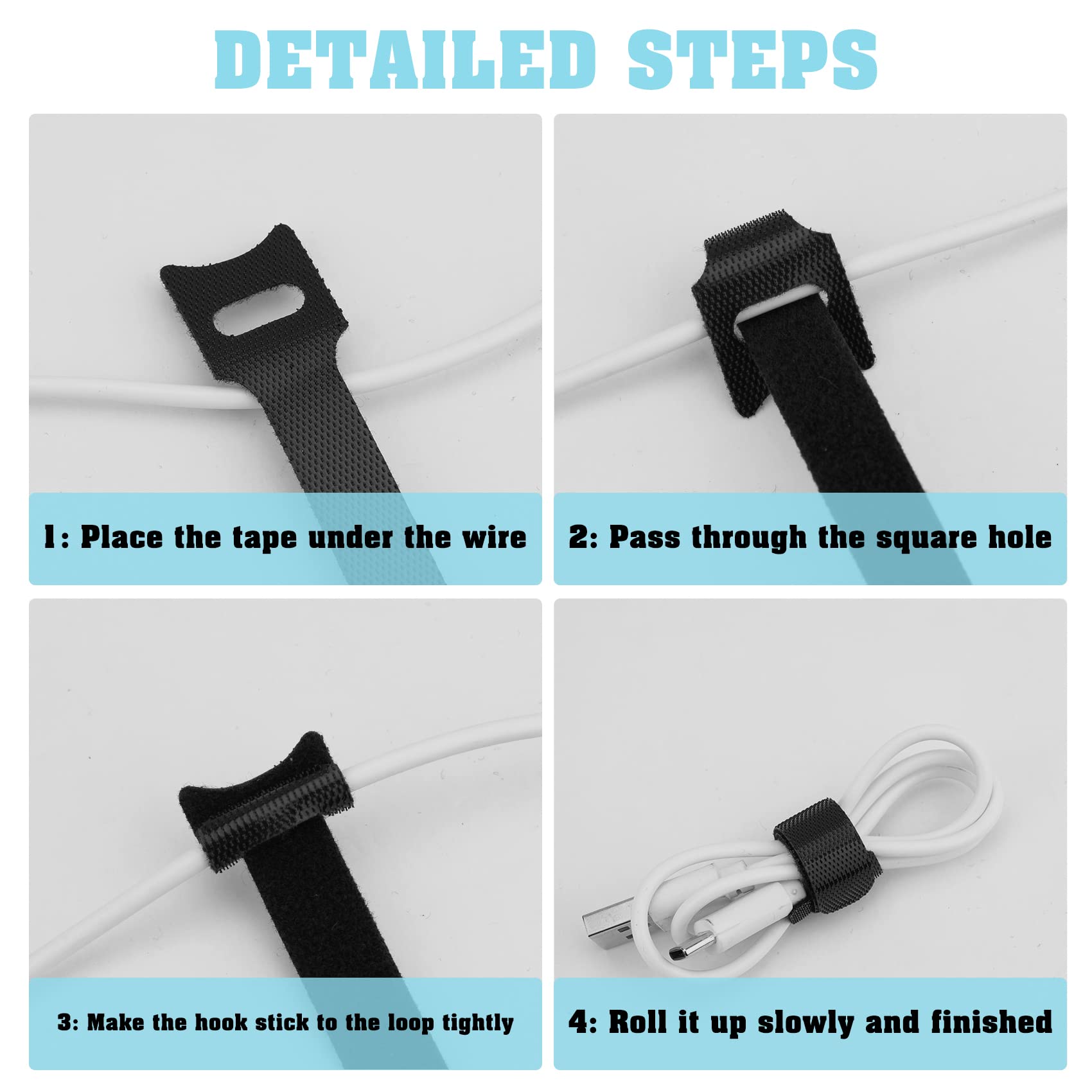Cable Ties Reusable 120PCS Adjustable 6 Inch Cord Ties Fastening Wire Straps Organizer Hook Loop Management Electronics Home Office Pc Tv Organizing 5 Col