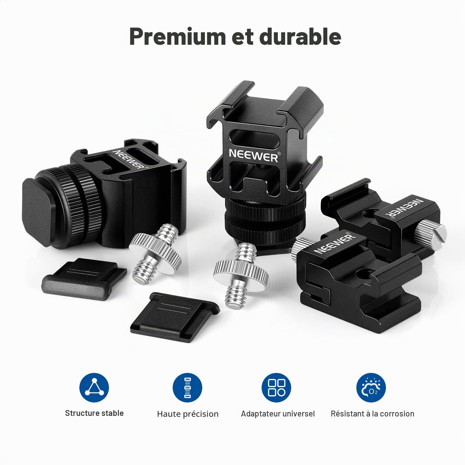 NEEWER 8 PCs Adaptateur de Montage de Chaussure Chaude, y Compris Triple Cold Shoe Mount, Adaptateur à vis 1/4", Support de Flash et Couvercle de Sabot pour Caméra de DSLR,lumière LED, Microphone,etc