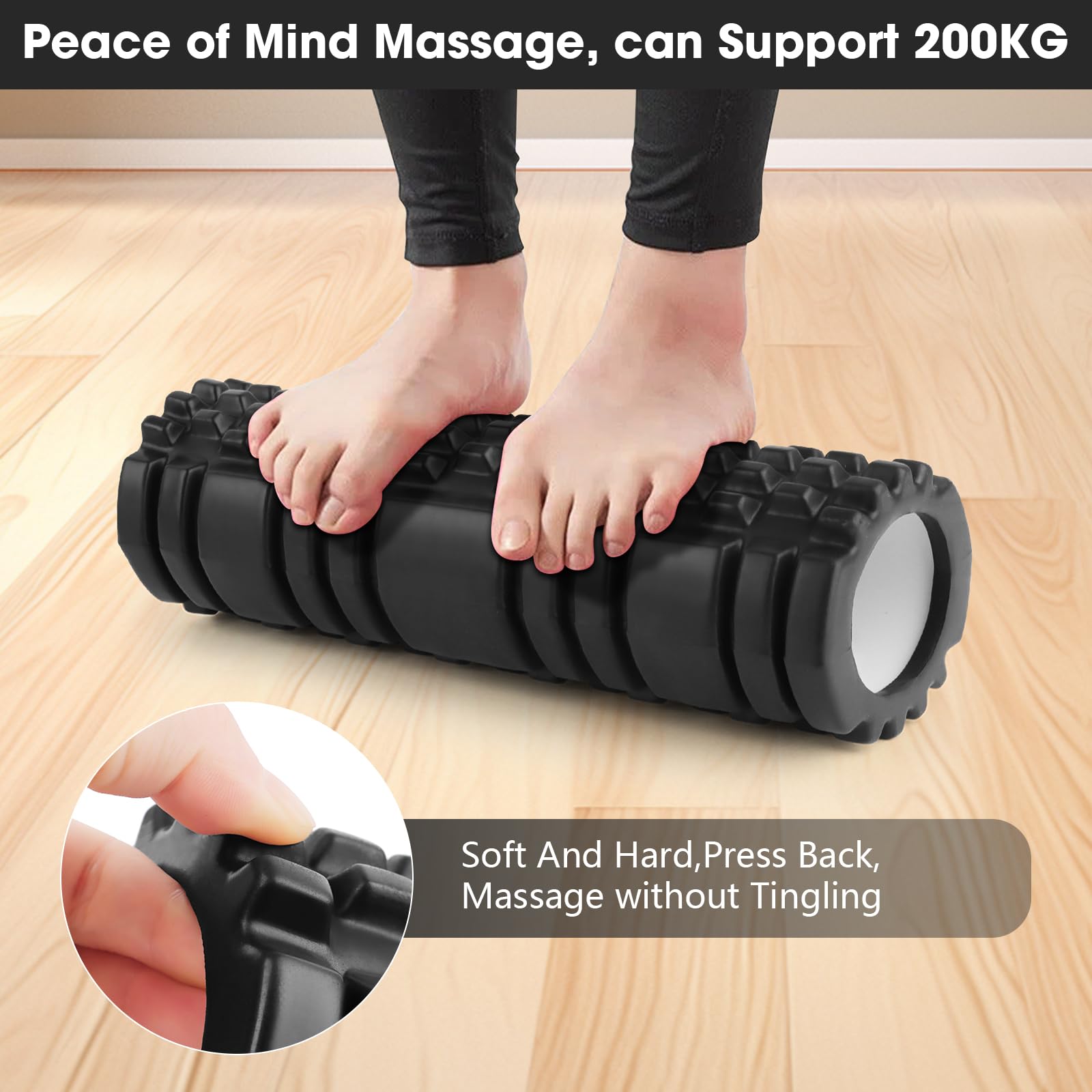 Foam Roller, Roller Pilates per Tensione Muscolare Rullo Massaggio Muscolare, 30×8cm Rivitalizza il Tuo Corpo Sulla Colonna Vertebrale e Sulle Gambe