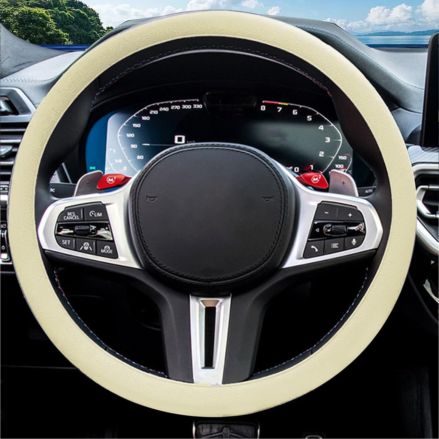 JDDRY Car Steering Wheel Cover,Silicone Steering Wheel Protector,Universal Fit Vehicle Steering Wheel Cover,Steering Wheel Protective Cover(Beige,1PC)-image-49