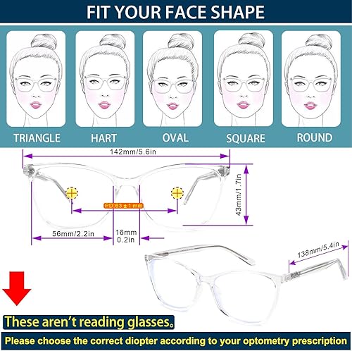 Miniatura 6 de Gafas de distancia de ojo de gato para mujer, anteojos de conducción cerca de la vista, vidrio transparente para miopía