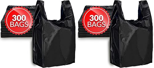 Miniatura 8 de Reli. Bolsas para camisetas (300 unidades) (negro) (11.5 x 6.5 x 21 pulgadas) - Bolsas de plástico negras (lisas) - Tienda de comestibles, compras,