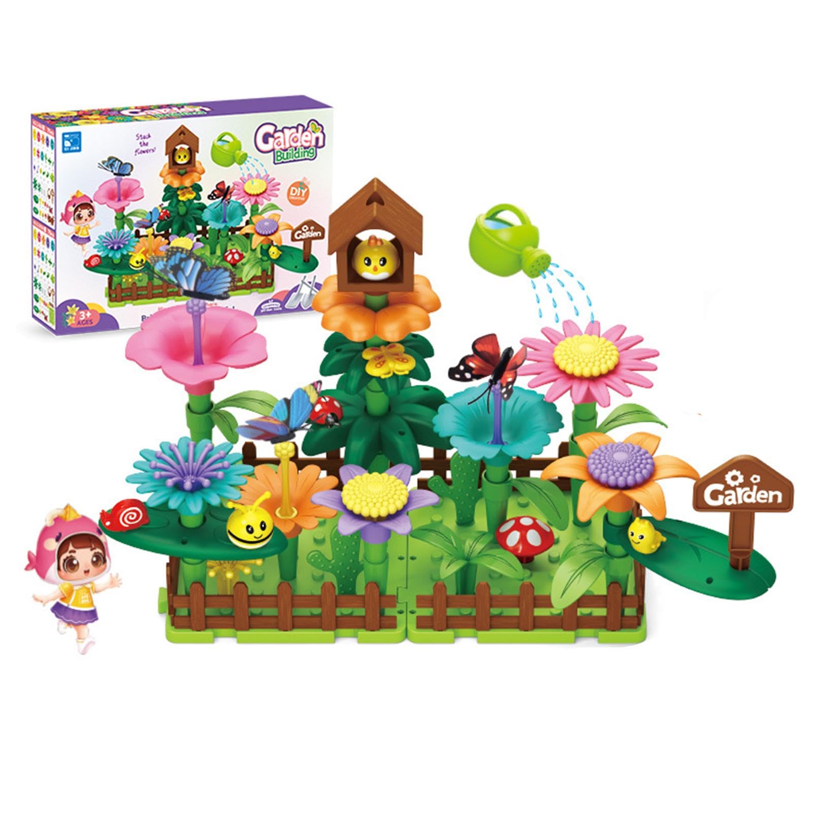 Juguetes de Construcción de Jardín de Flores - Juguetes de Actividades Educativas para Niños Pequeños, Juguetes de Construcción de Jardín, Bloques de Construcción de Bricolaje, kits de Bloques de