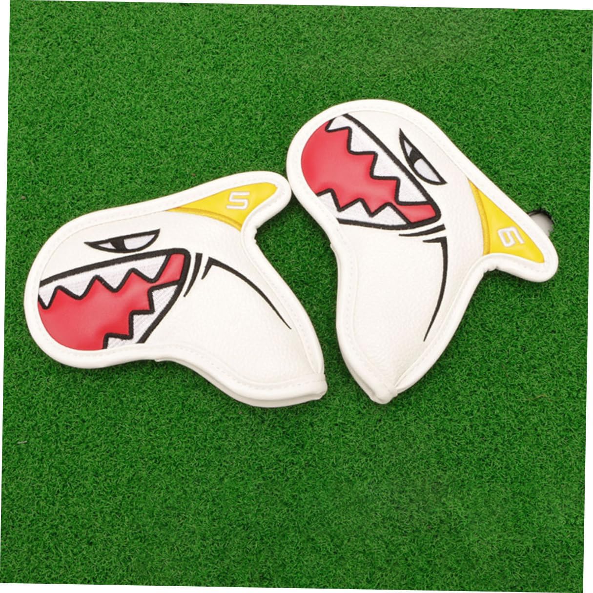 9Pcs Golf Club Covers Iron Driver Putter Set White Shark Style Sturdy Covers Golf Accessory for Men Outdoor Sports