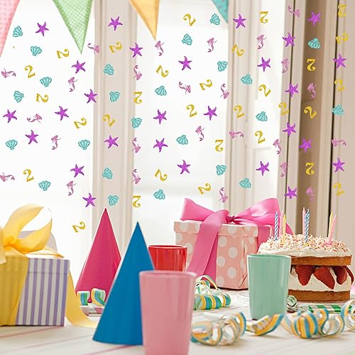 Miniatura 5 de 120 piezas de confeti de sirena, decoraciones de mesa de sirena para baby shower, segundo cumpleaños, confeti de sirena número 2pequeño para fiesta