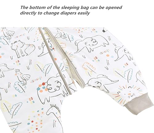 Miniatura 7 de Chilsuessy Saco de dormir para bebé con piernas para niños y niños pequeños, manta de dormir 100 % algodón con pies para niños y niñas, parque de
