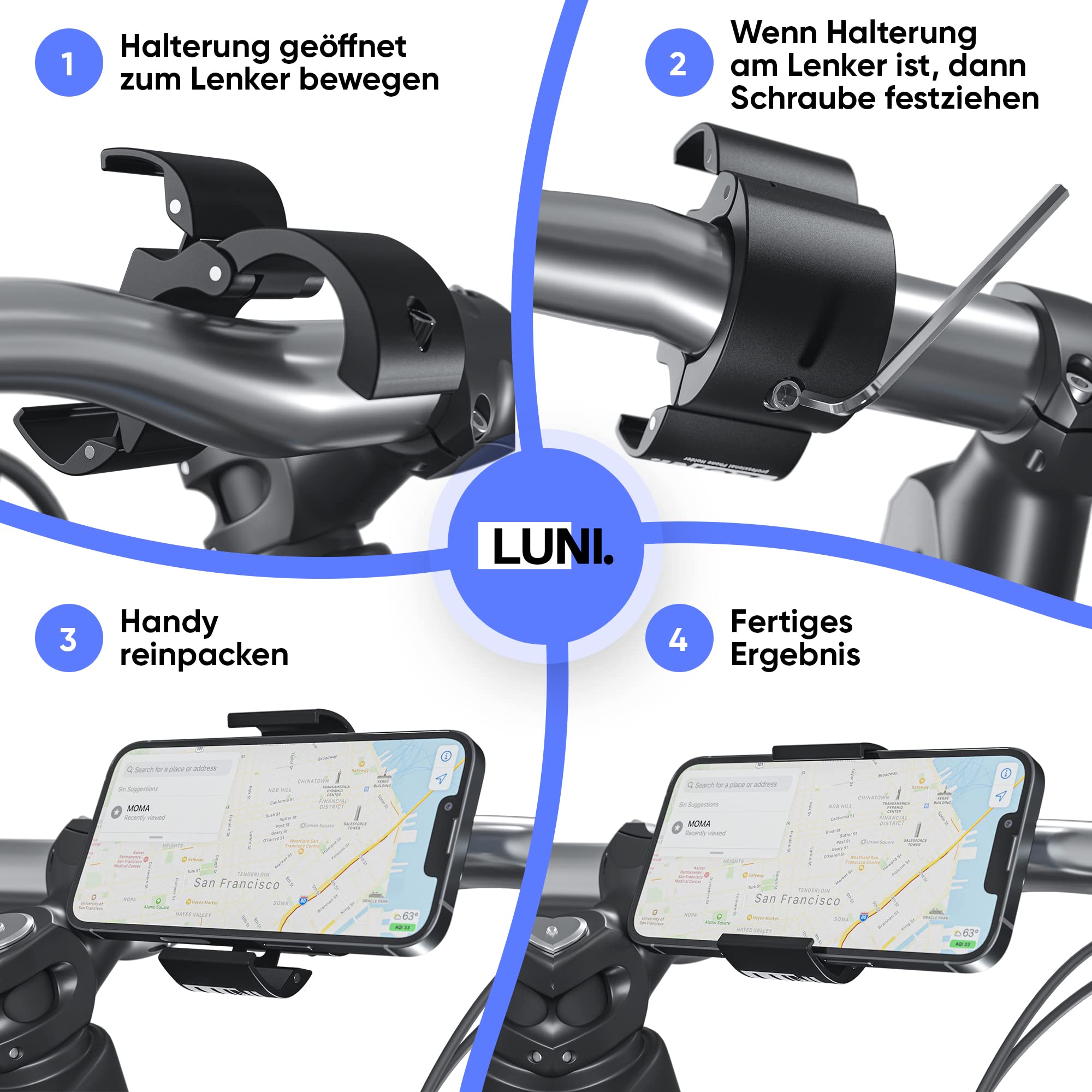 JUYANO Houder Voor Mobiele Telefoon, Motorfiets, Waterdicht, 360 Graden Draaibaar Smartphonehouder Voor Mobiele Telefoon Motorfiets Met Zonneklep Touch Id Gezicht Id Anti Vibratie Motorfietshou