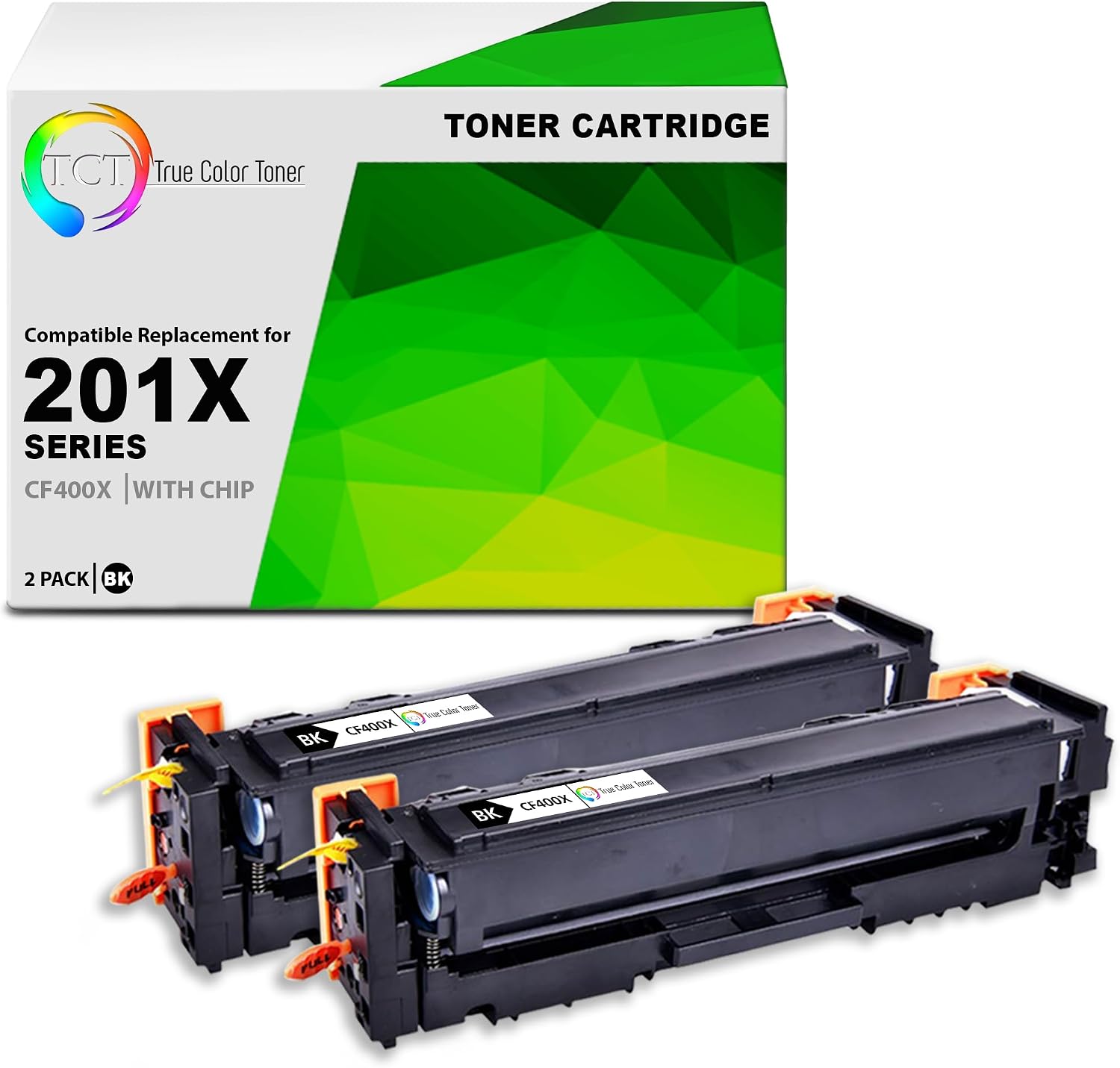 TCT Premium Compatible Toner Cartridge Replacement for HP 201X CF400X Black High Yield Works with HP Color Laserjet Pro M252DW M252N MFP M277DW M277N Printers (2,800 Pages) - 2 Pack