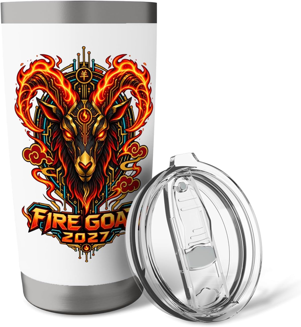Fire Goat 2027 Chinese Zodiac Ram Lunar New Year Stainless Steel Insulated Tumbler image 5