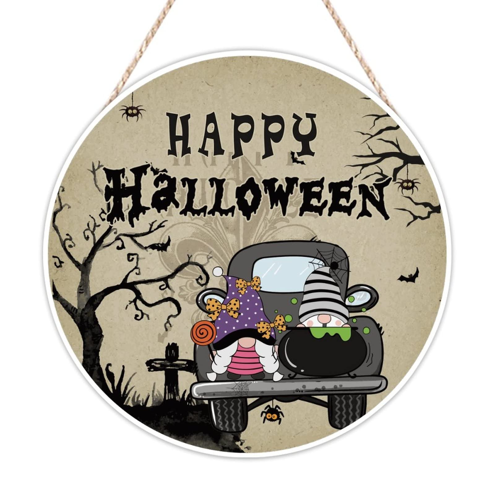 Panneau de bienvenue Happy Halloween bois décoration murale Eat Boo 30cm