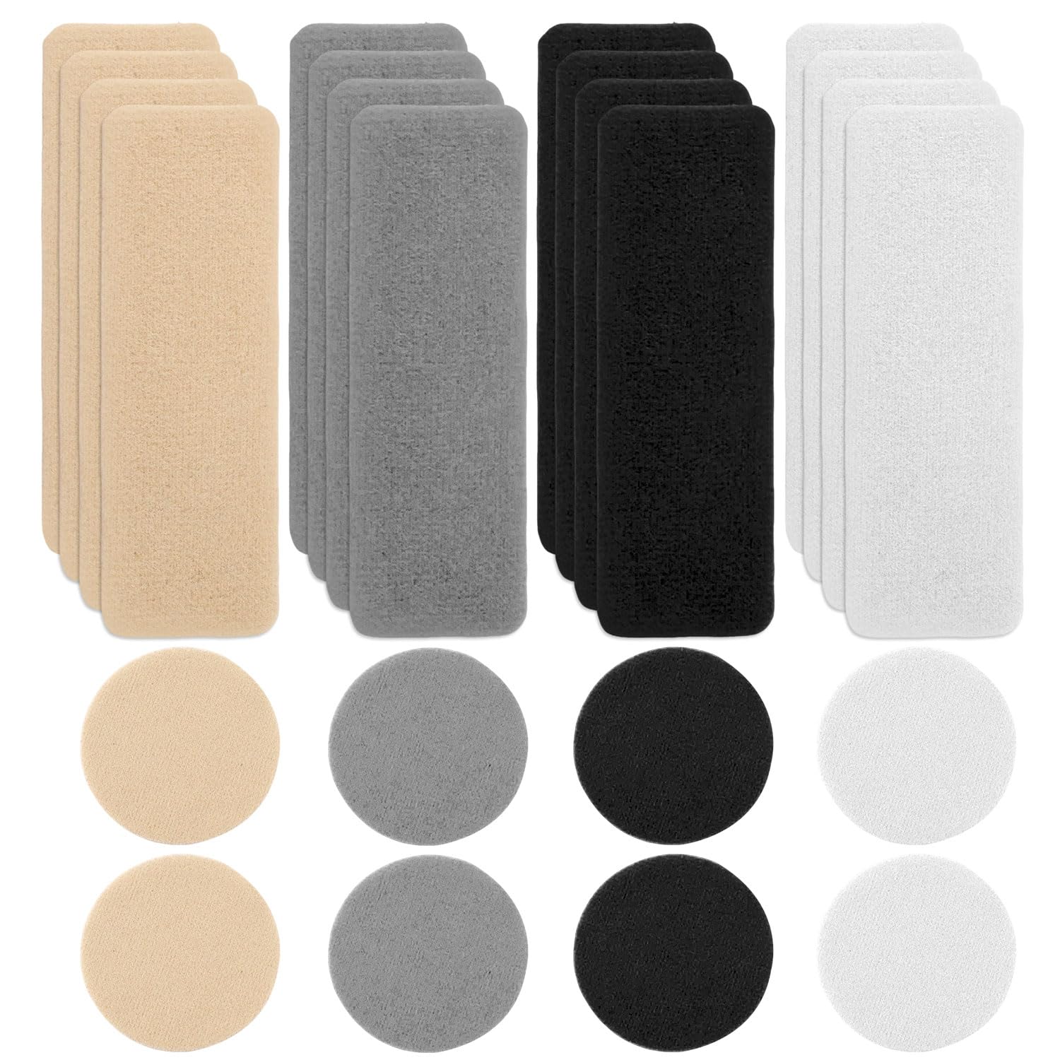 Gosknor24pcs Shoe Patches for Holes, Rectangular Round Form Patches for Shoes in 4 Colors Tennis Shoe Repair Patches Self Adhesive Shoe Prevention Toe Heel Hole Repair Patch Kit for Sneakers Mesh Shoes