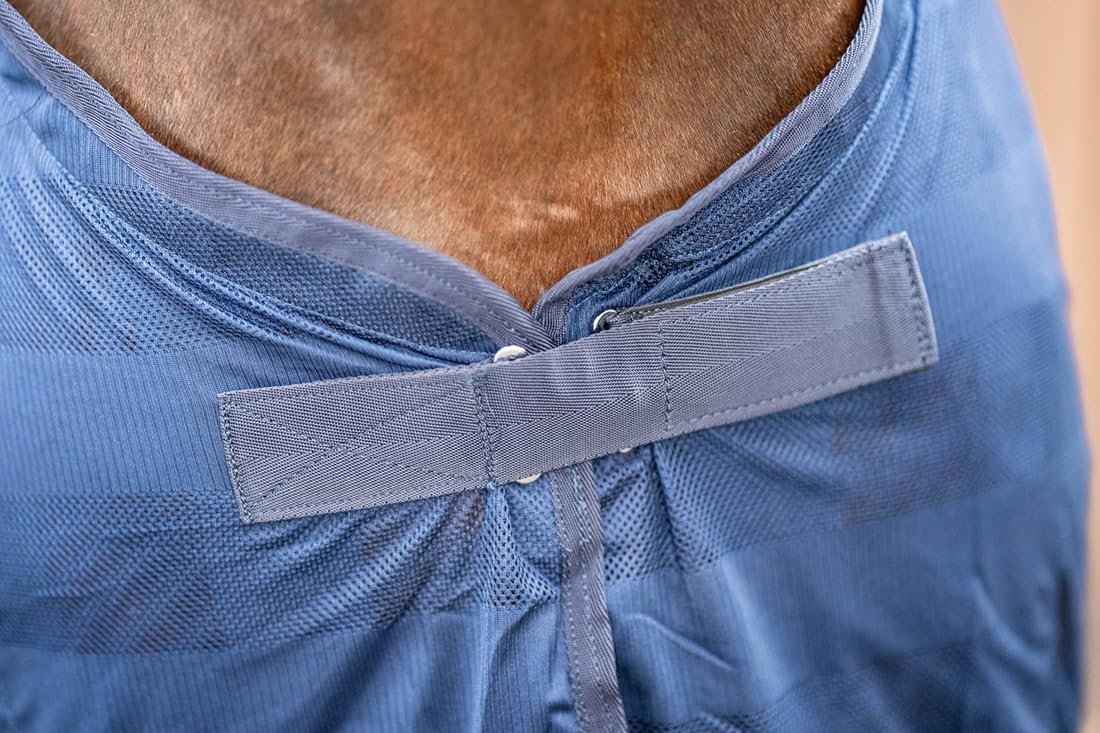 Equinate Coperta anti-insetti Guardian con imbottitura per il garrese e cinghie incrociate 125 cm Navy - Coperta per equini con protezione efficace contro mosche e insetti - Coperta per cavalli