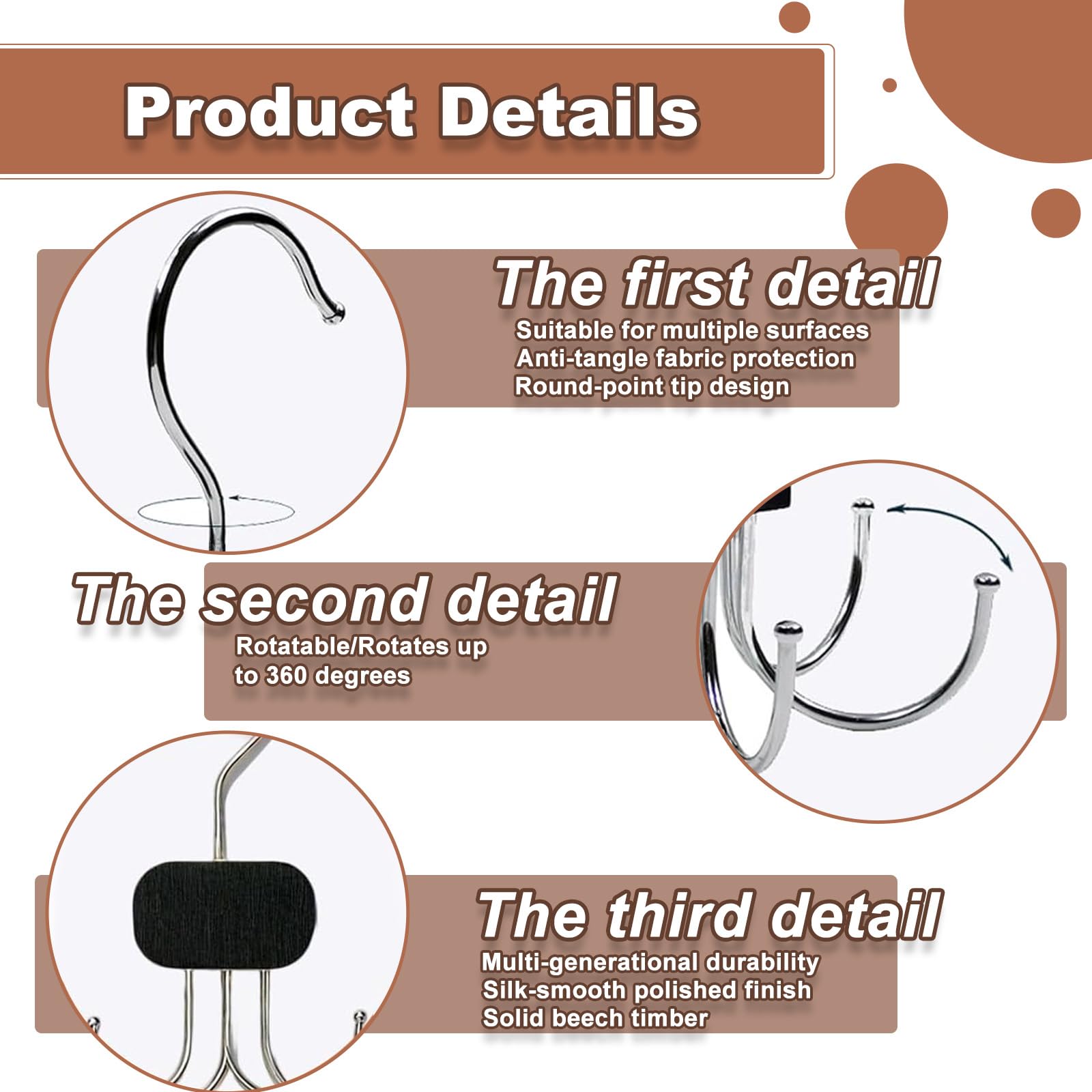 2 Stück 360° Drehbare Gürtelhalter Aus Metall – Mit 6 Haken Für Gürtel, Krawatten, Schals & Socken (schwarz)