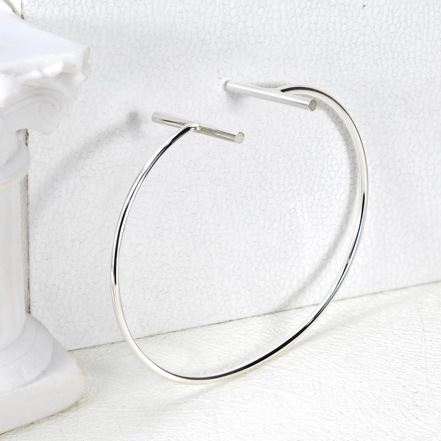 AeraVida Modern T Bar Lines .925 Sterling Silver Open-Ended Adjustable Cuff Bracelet | Sterling Silver Bracelets | Jewelry Gifts for Women - Image 3