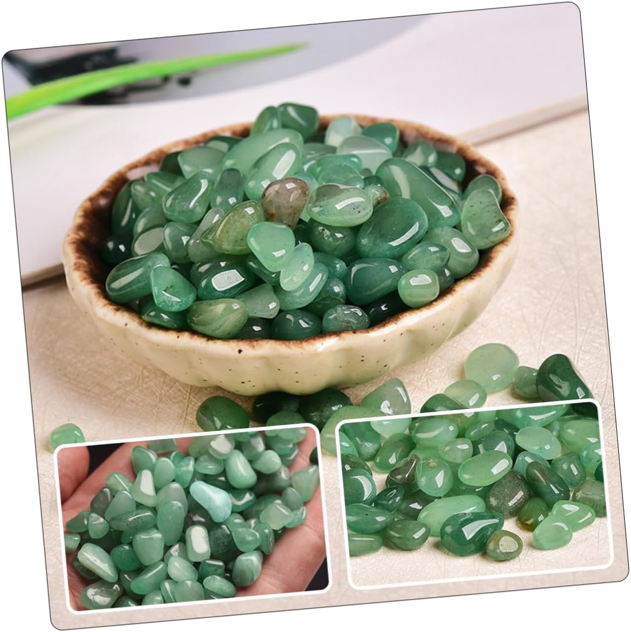 WOONEKY Natural Amazonite Fish Tank Gravel 7-9mm Decorative Aquarium Stones 2lb Bulk Landscaping Rocks for Freshwater Aquatic Pets