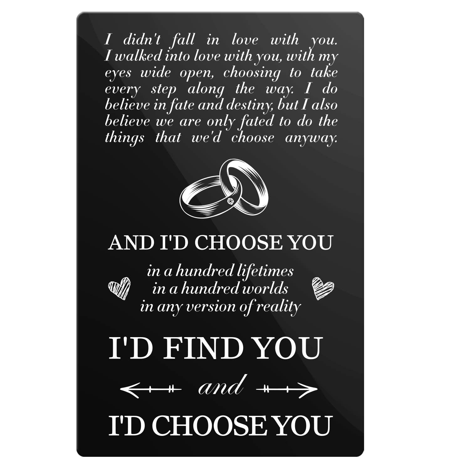 Dolimifa I Love You Engraved Wallet Insert Card - I Choose You Metal Wallet Card Engraved Present Mini Love Note - Romantic Keepsake Gifts for Husband Boyfriend Him