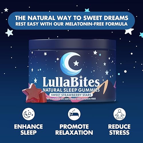 Miniatura 2 de LullaBites - Gomitas naturales para dormir - Hechas en Estados Unidos - Con 5-HTP, L-teanina, magnesio y raíz de valeriana - Sin melatonina - Vegano